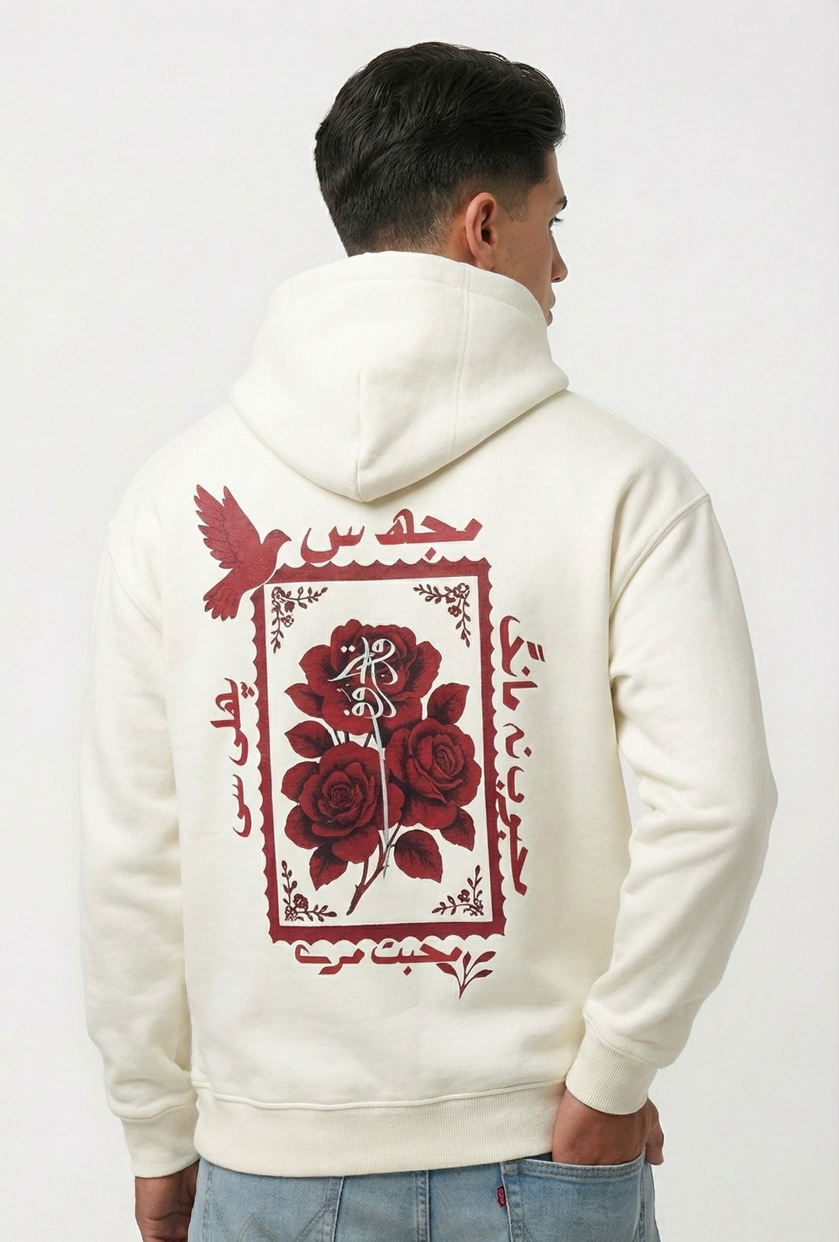 Faded Roses Hoodie White